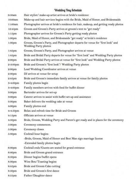 Wedding Day Timeline 5pm Ceremony [Typical Order Of Events].